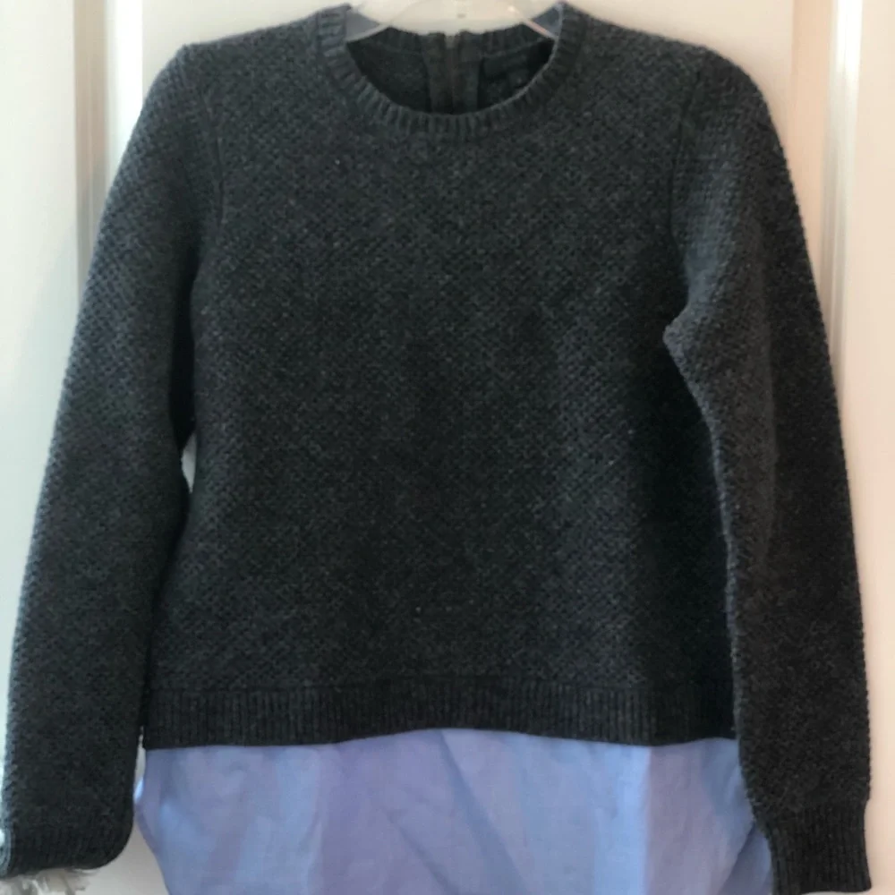 J Crew Navy Lambswool Shirttail Sweater Size S